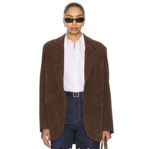 NEW Revolve x We The Free Womens Size Large Paper Cut Brown Faux Suede Blazer